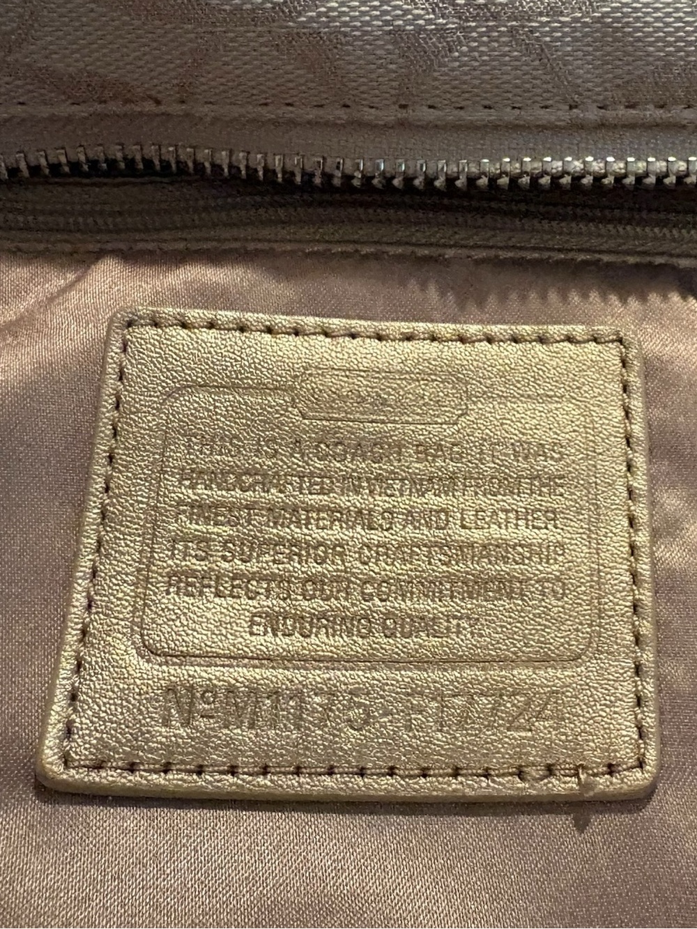 Coach F17724 Gallery Lurex Metallic Gold Khaki Tote Shoulder Bag - Picture 4 of 15
